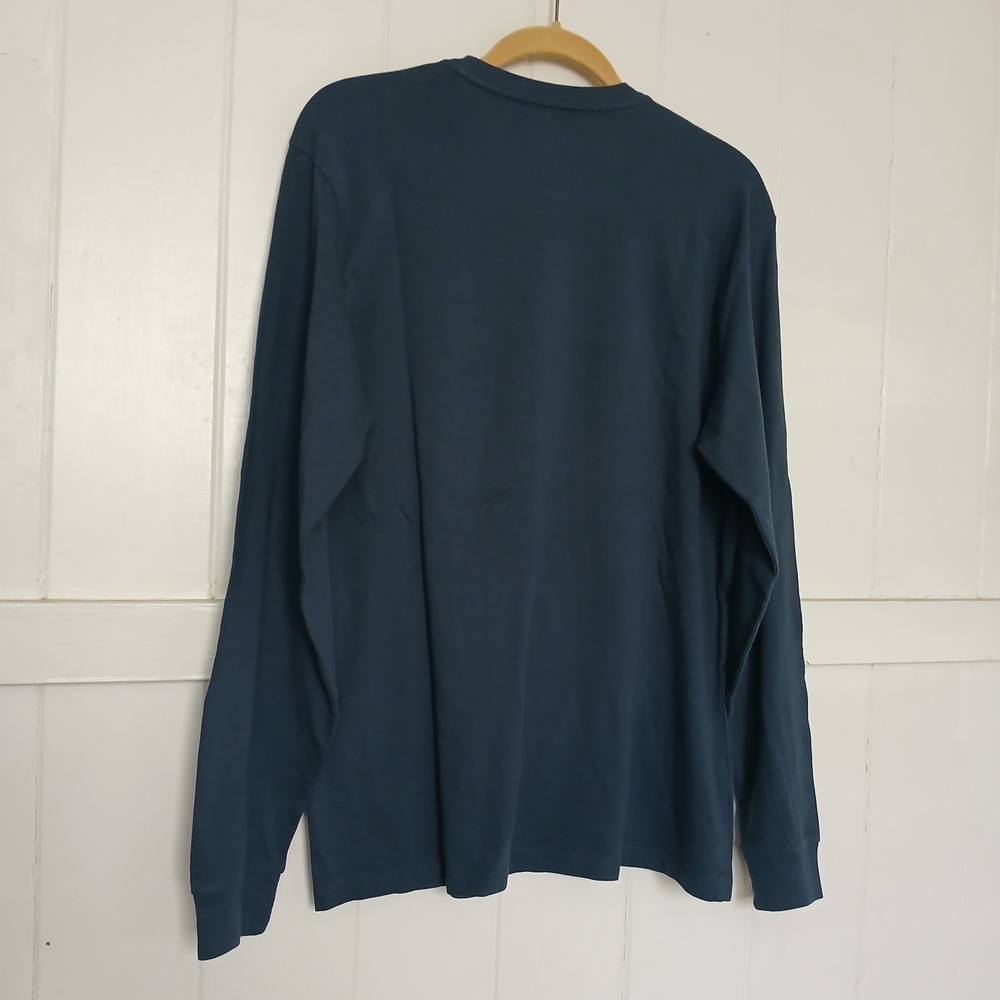 Katin Shirt Henley Long Sleeve Top Men's Medium Organic Cotton Blue Surf Outdoor - Picture 6 of 13